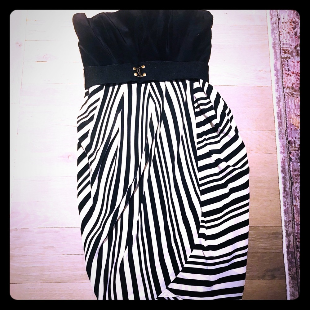 Shoshanna black White Strapless Dress